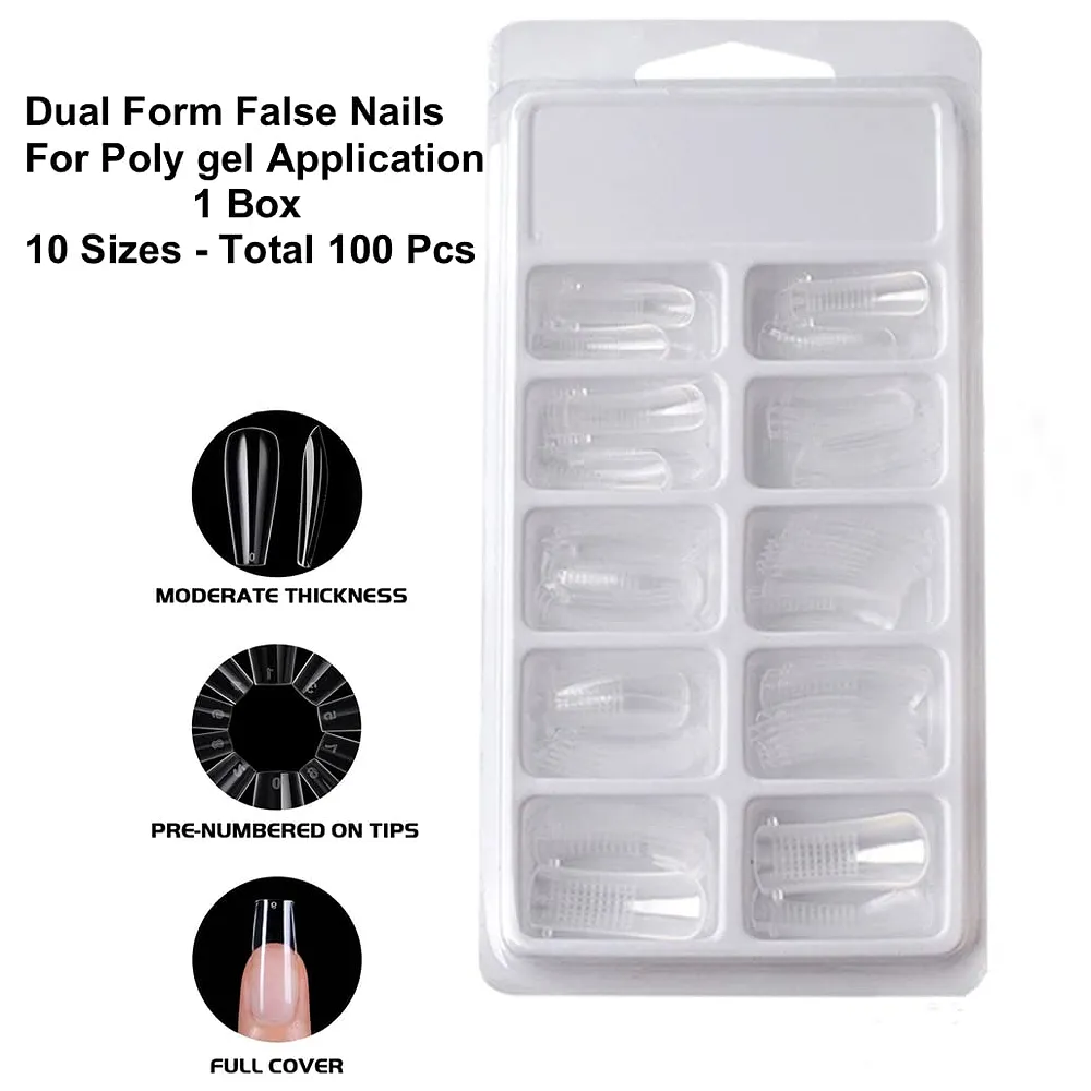 Poly Gel Nail With Nail Spatula, Buffer And 100Pcs Fake Nails Acrylic Gel Poly Gel Nail Gel Extension Set Premium