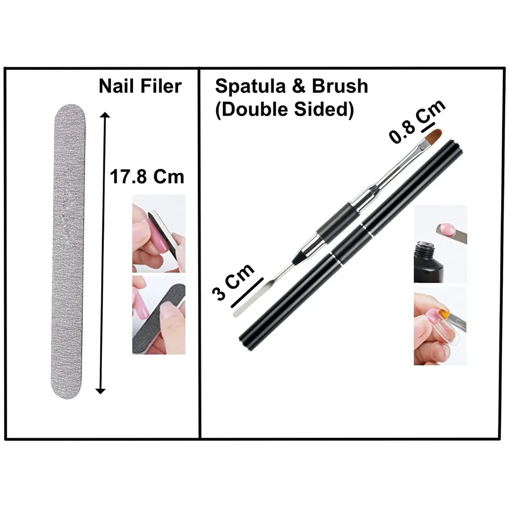 Dark Pink Poly Gel Nail With Nail Spatula, Buffer And 100Pcs Fake Nails Acrylic Gel Poly Gel Nail Gel Extension Set