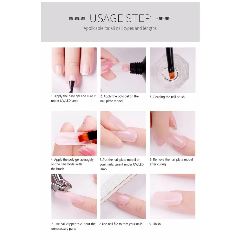 2 Pcs Nail Poly Nail Gel UV Nail Gel Acrylic Nail Extension, 30 Ml Each