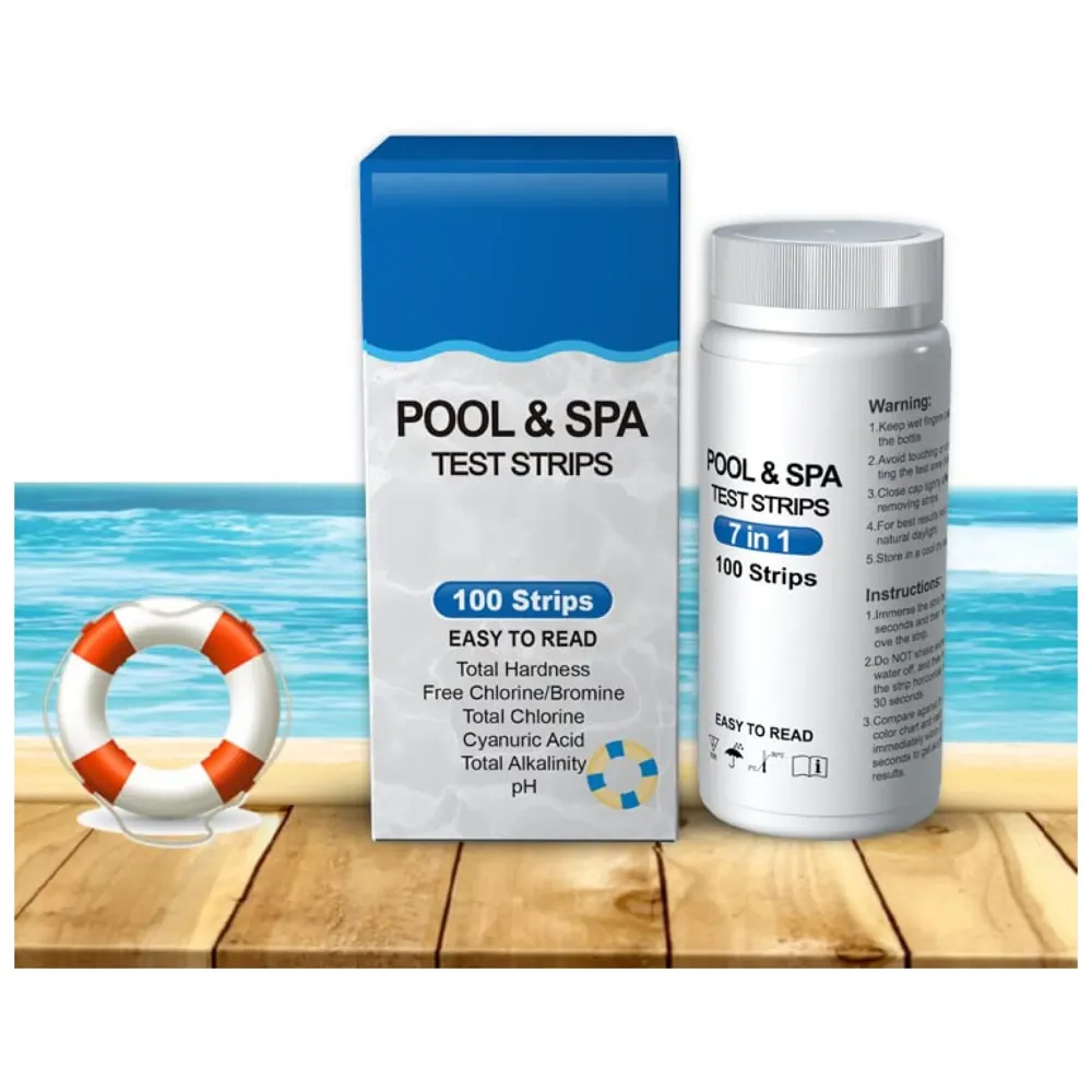 7 in 1 Aquarium Test Kit Swimming Pool Test Strips, Spa, Master Kit 100 Strips for testing Total hardness, Chlorine, Bromine, Cyanuric Acid, Alkalinity And PH