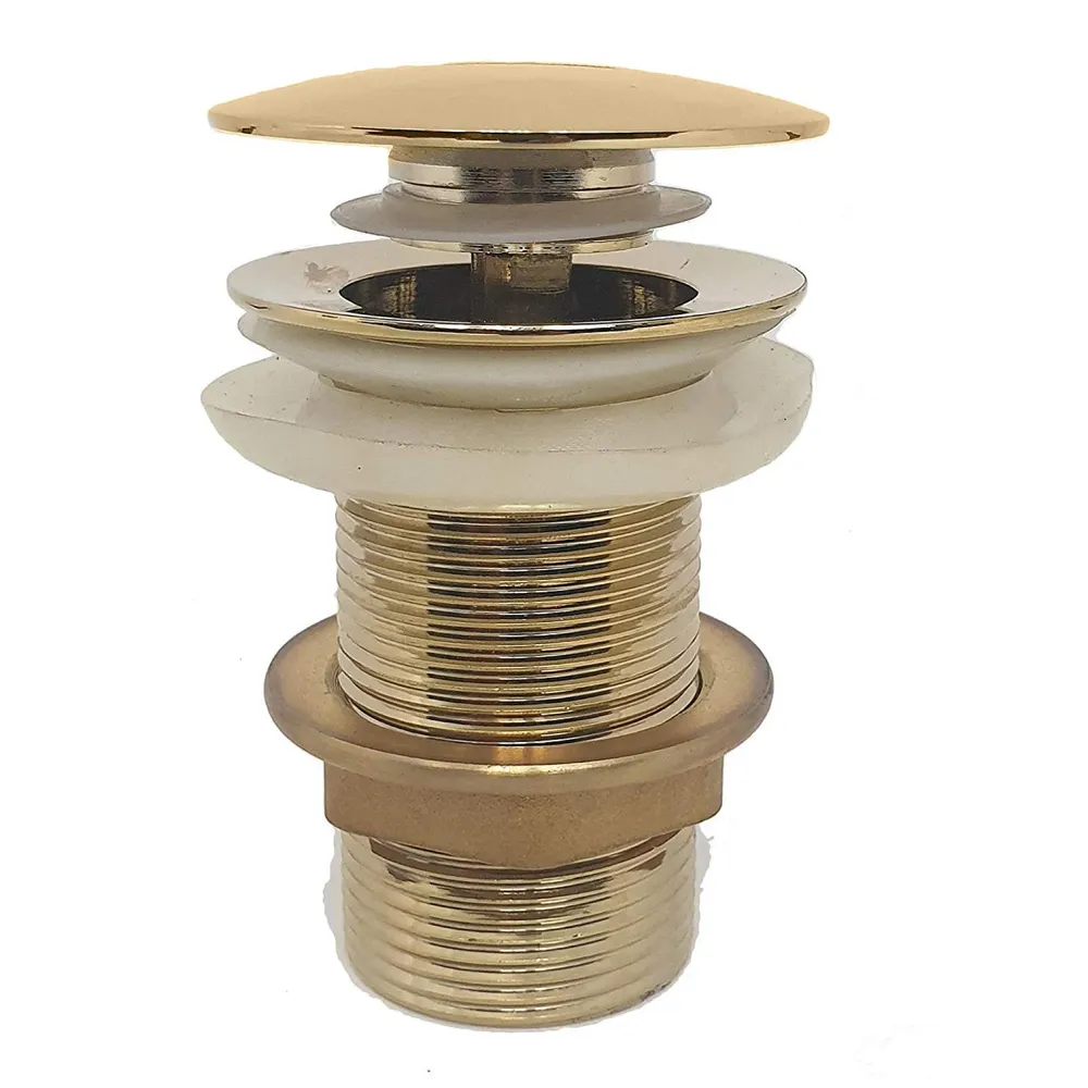 Brass Full Threaded Pop Up Waste Coupling 32 MM ~ 4", Brass Top (Gold)