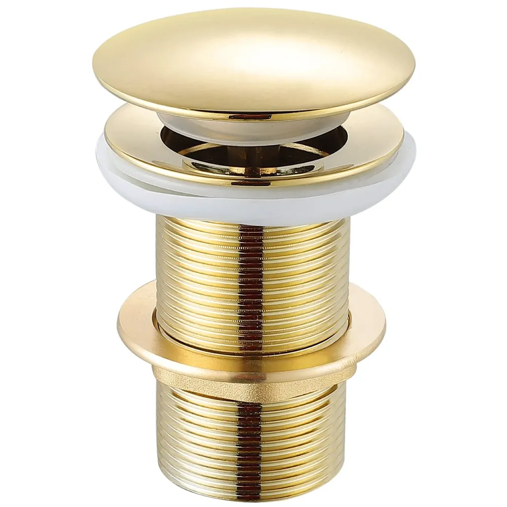 Brass Full Threaded Pop Up Waste Coupling 5", Brass Top (Gold (5 Inch))