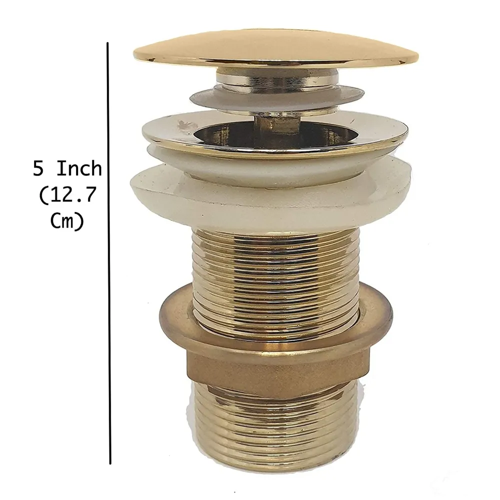 Brass Full Threaded Pop Up Waste Coupling 5", Brass Top (Gold (5 Inch))