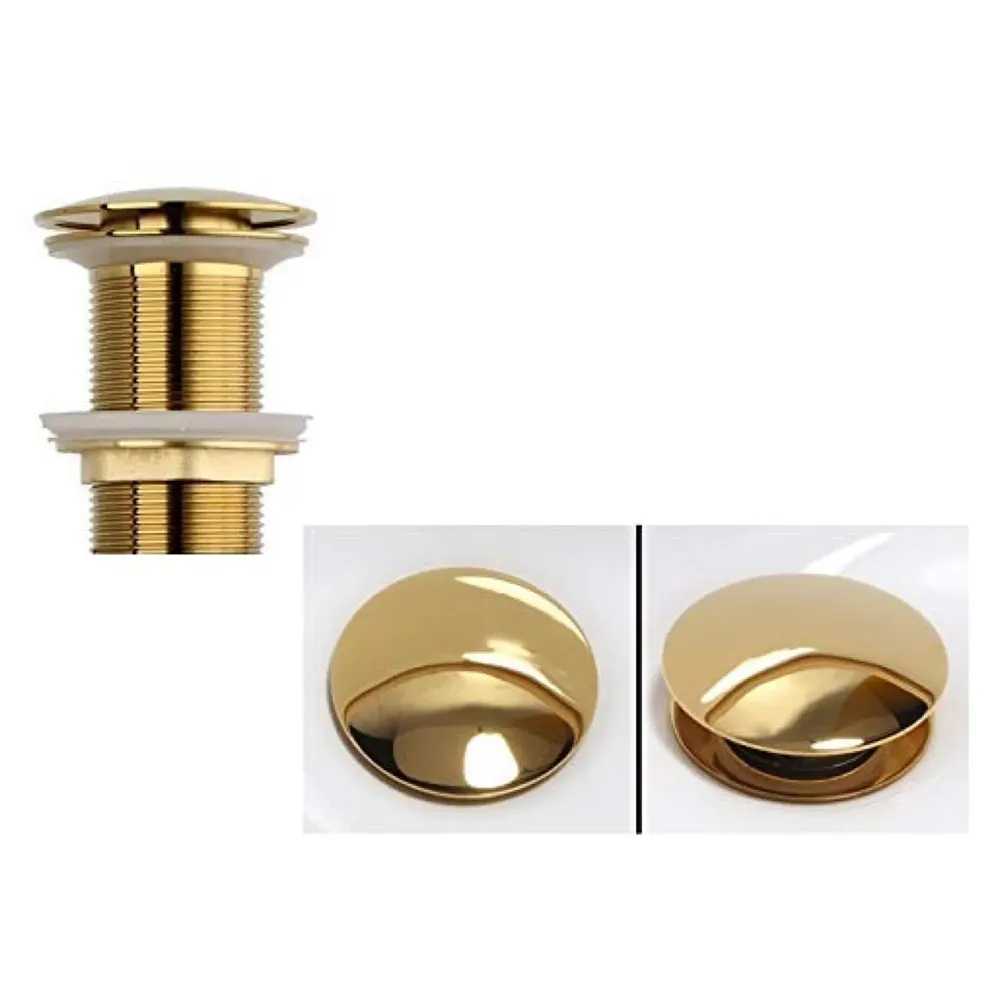 Brass Full Threaded Pop Up Waste Coupling 5", Brass Top (Gold (5 Inch))