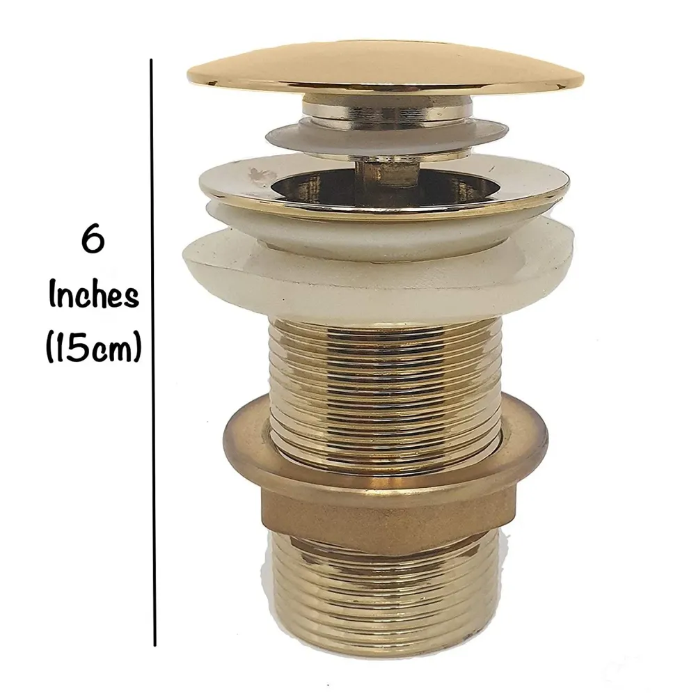 Brass Full Threaded Pop Up Waste Coupling 32 MM ~ 6", Brass Top (Gold - 6 Inch)
