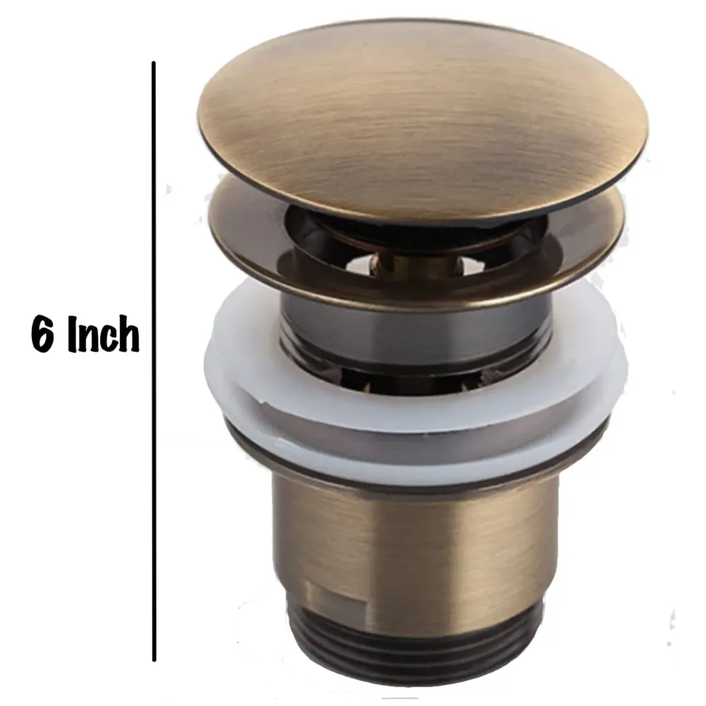 Brass Full Threaded Pop Up Waste Coupling, Brass Top (Antique - 6 Inches)