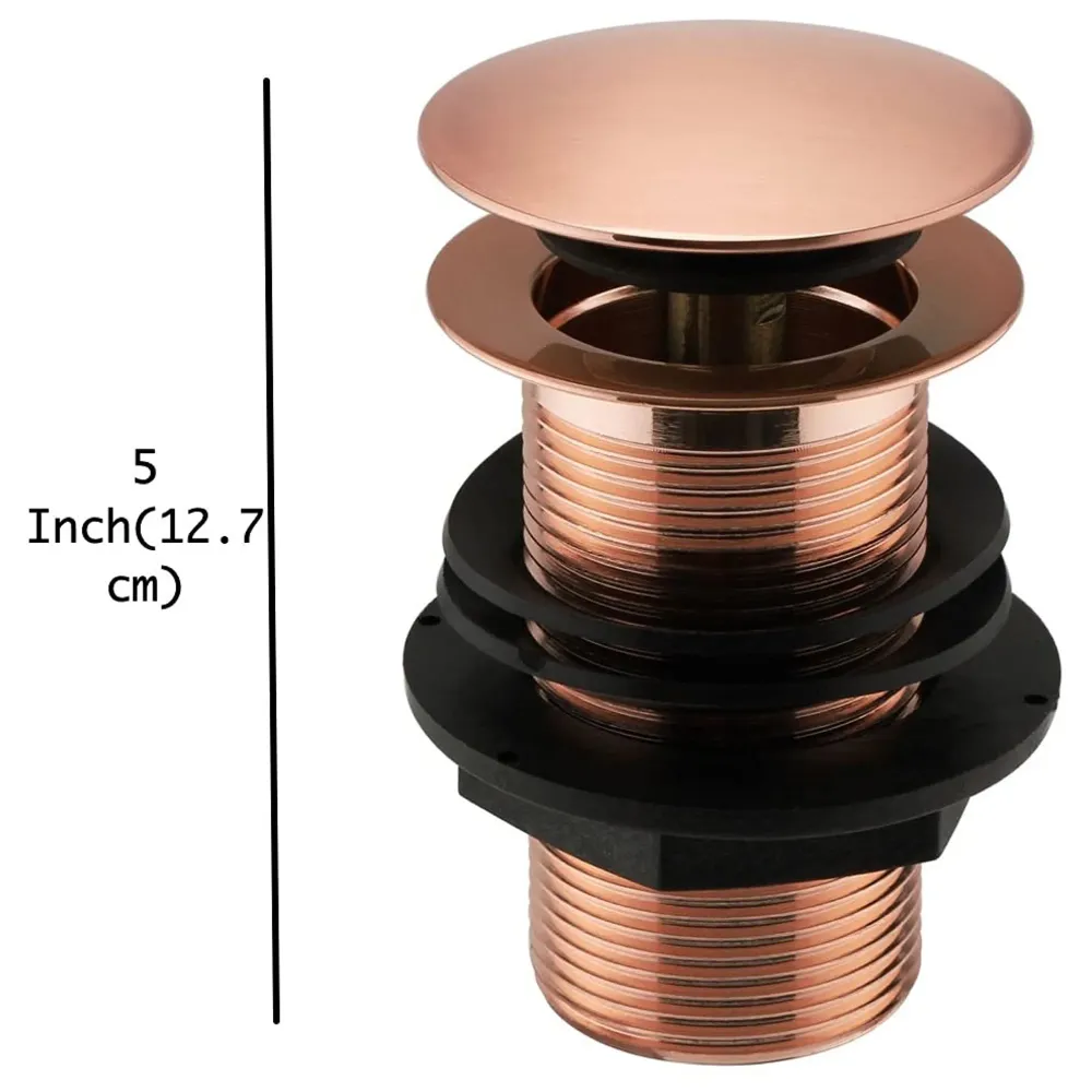 Brass Full Threaded Pop Up Waste Coupling 5", Brass Top (Rose Gold (5 Inch))