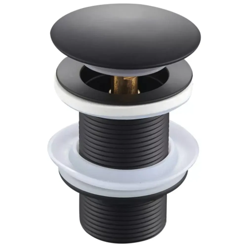 Brass Full Threaded Pop Up Waste Coupling Brass Top (Black - 6 Inches)