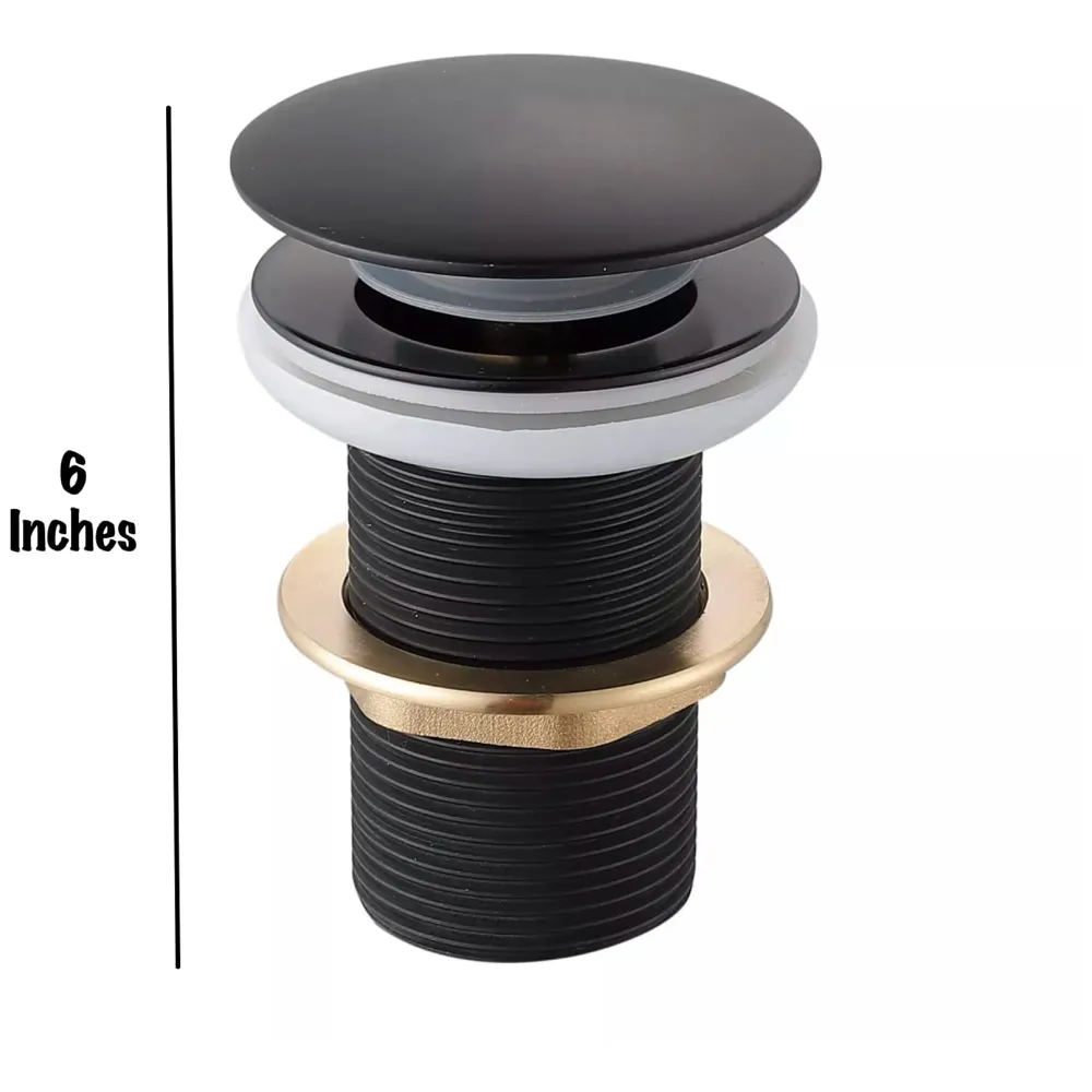 Brass Full Threaded Pop Up Waste Coupling Brass Top (Black - 6 Inches)