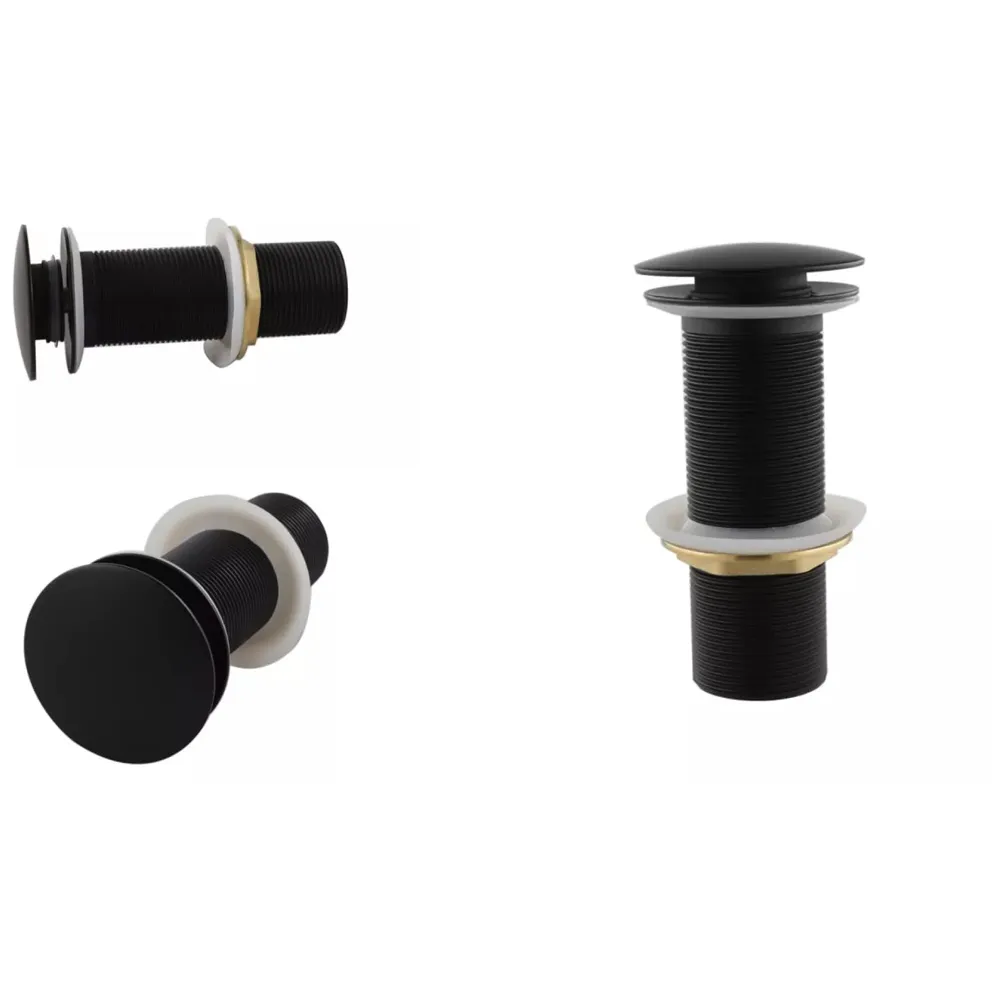 Brass Full Threaded Pop Up Waste Coupling Brass Top (Black - 6 Inches)