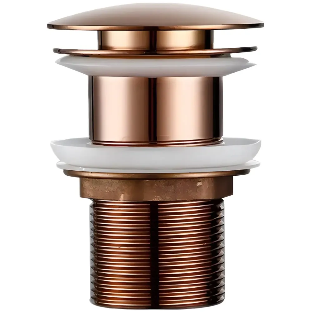 6 Inches Rose Gold Full Threaded Pop Up Waste Coupling for Basins Washroom Toilets Bathroom - 6 inch- 15 cm, Brass Top.