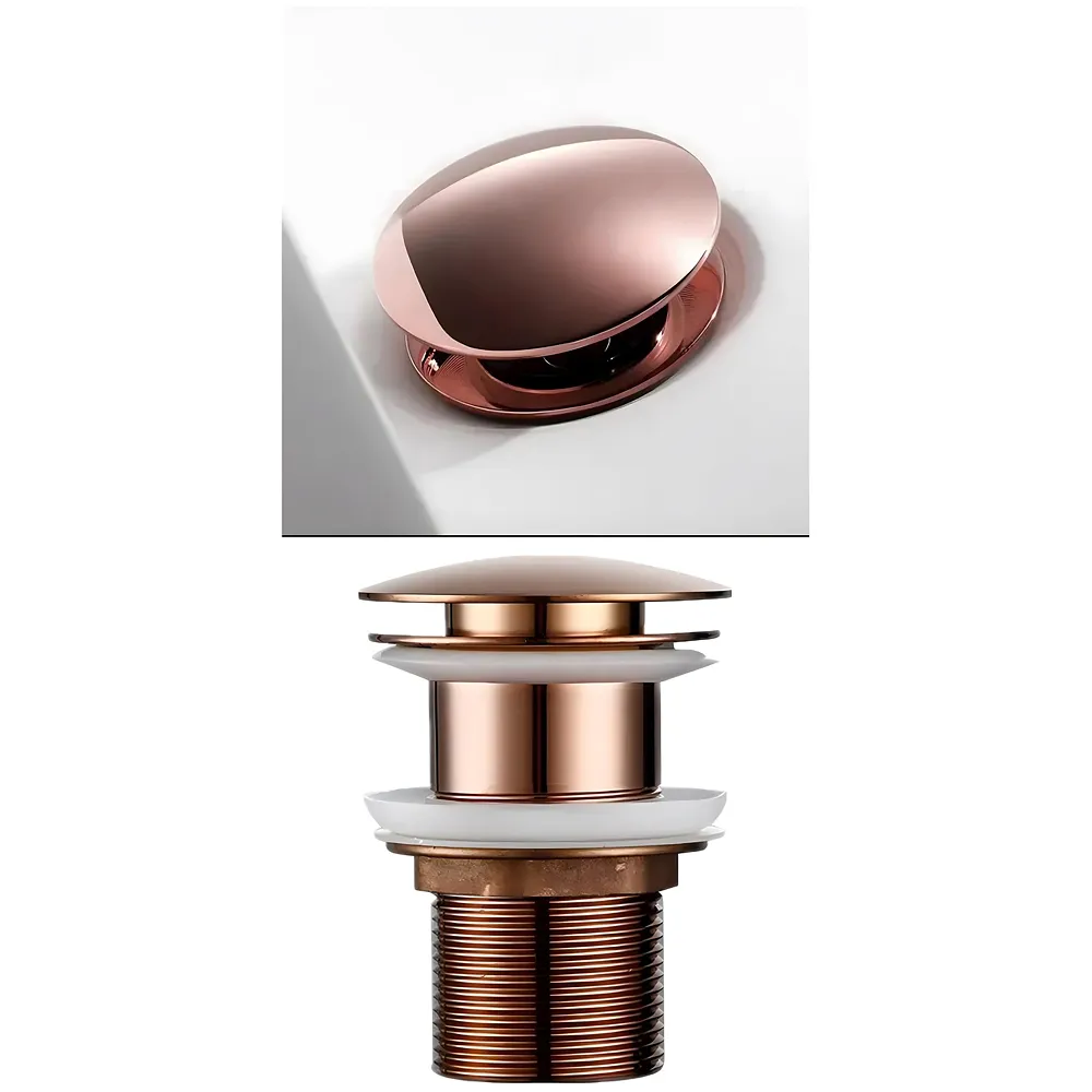 6 Inches Rose Gold Full Threaded Pop Up Waste Coupling for Basins Washroom Toilets Bathroom - 6 inch- 15 cm, Brass Top.