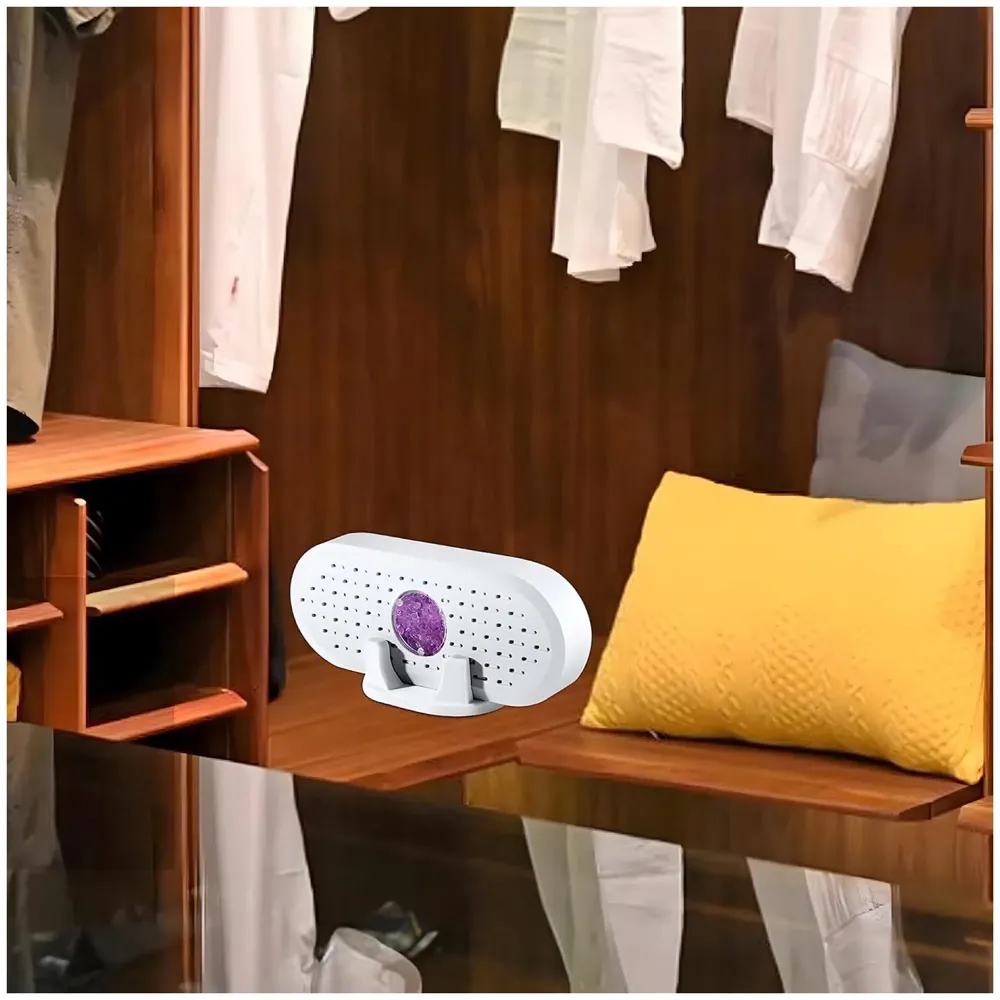 Portable Dehumidifier Air Dryer, Ultra-Quiet Air Cleaner with 1000 ml Tank, Auto Shut Off, Damp & Fungus Control Absorber with Silica Gel for Bedroom, Office, Wardrobe, Suitcase & Kitchen