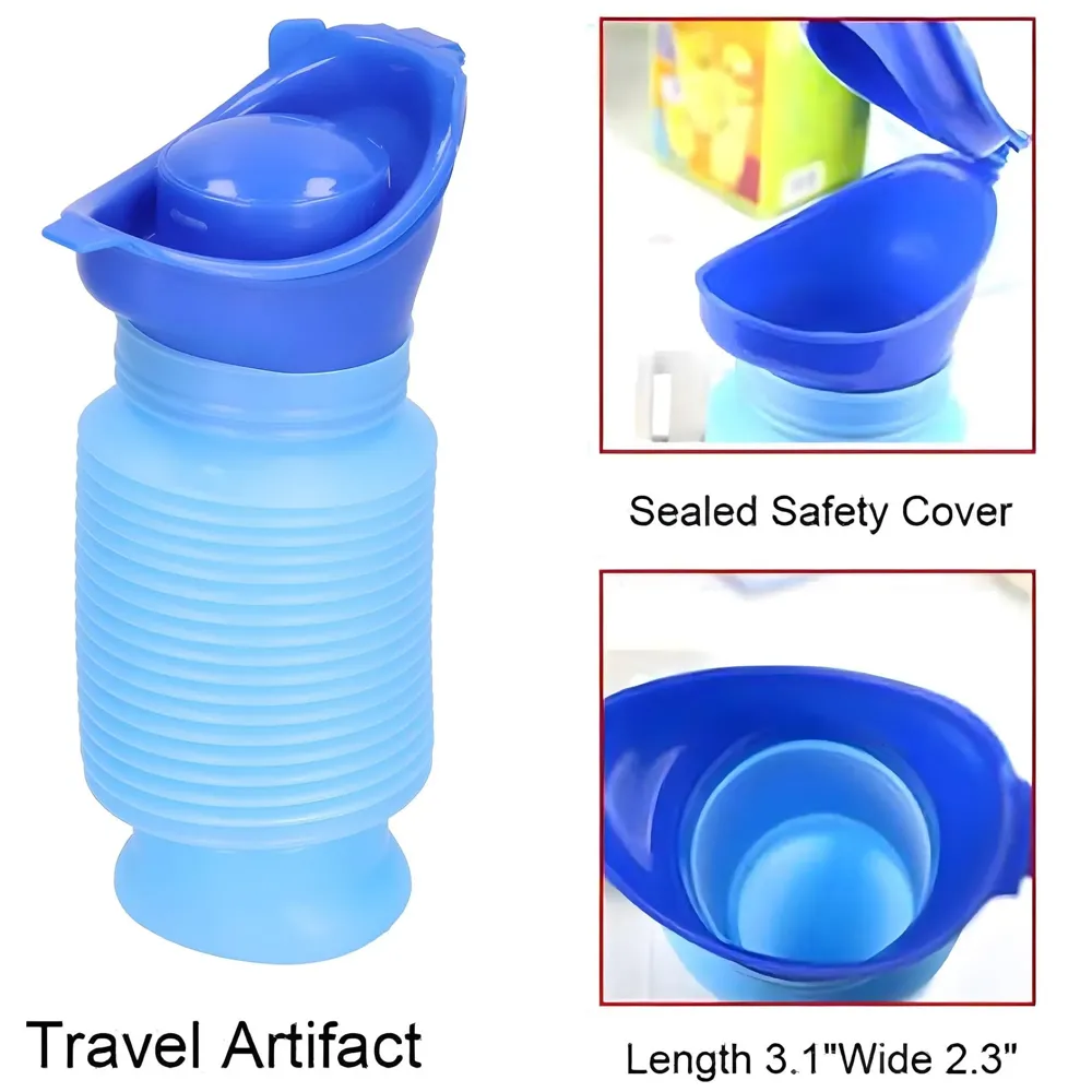 750ML Portable Urine Bottle Male and Female Compatible Travel Camping Mini Toilet Sealed Childrenfor Hiking for Driving Outdoor, Senior Old People Friendly - 2