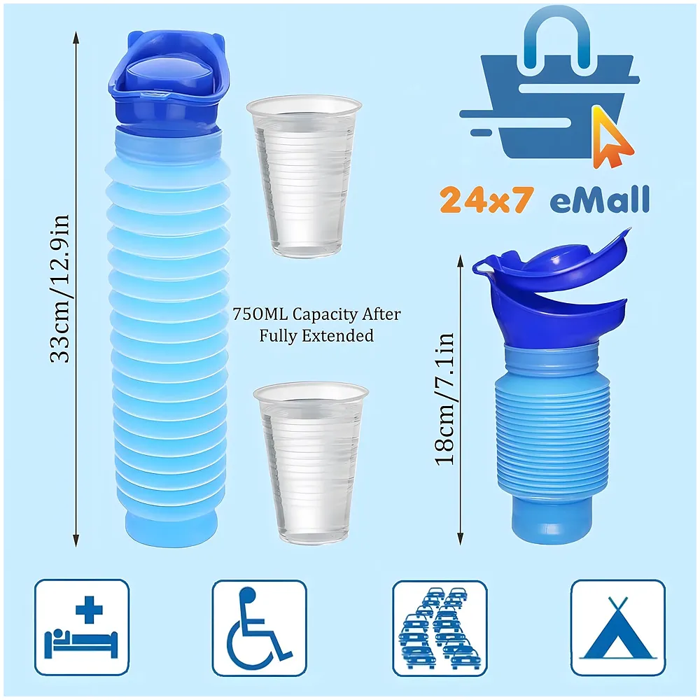 750ML Portable Urine Bottle Male and Female Compatible Travel Camping Mini Toilet Sealed Childrenfor Hiking for Driving Outdoor, Senior Old People Friendly - Premium