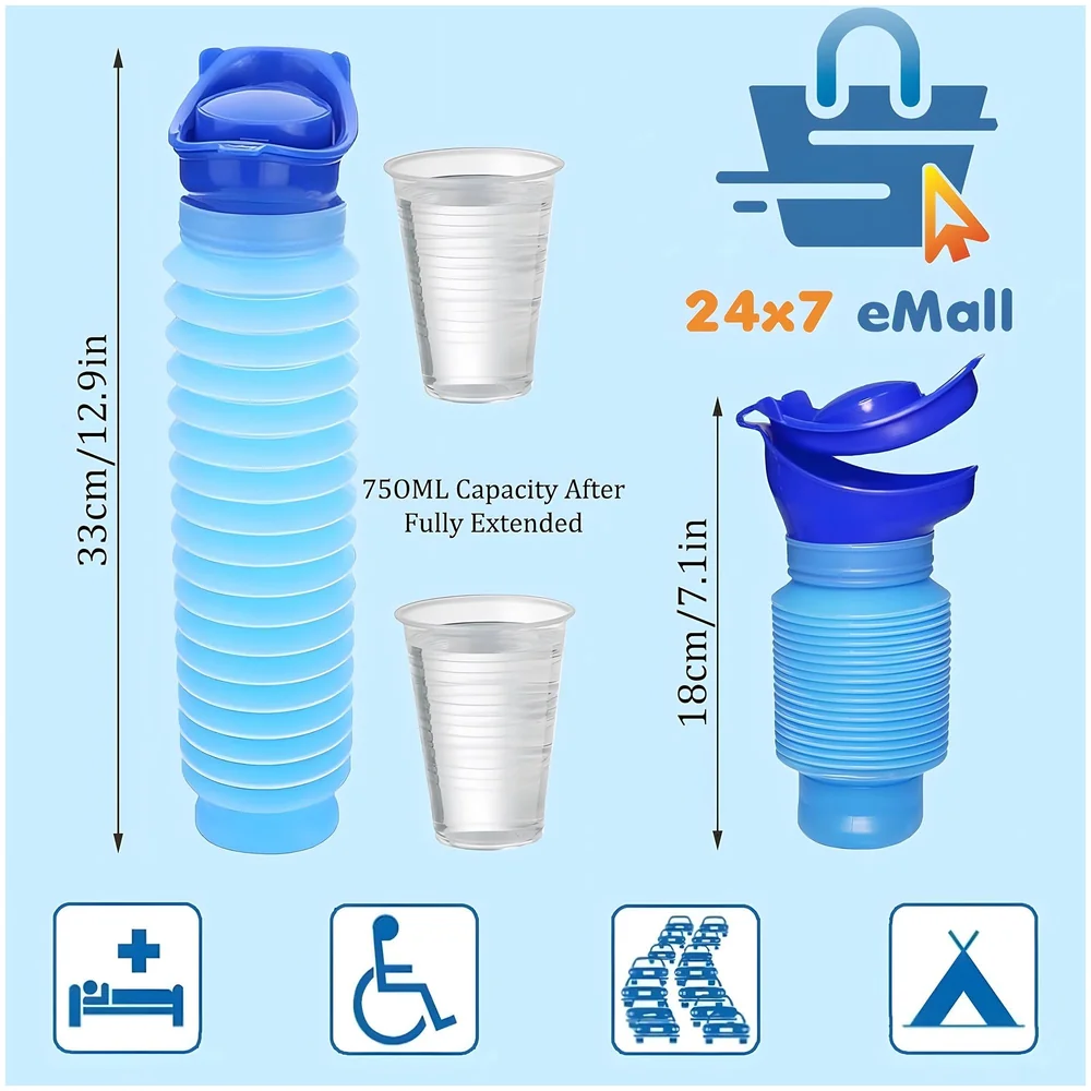 Pack of 4 Portable Urine Bottle 750 ml Sealed Lid Male Female