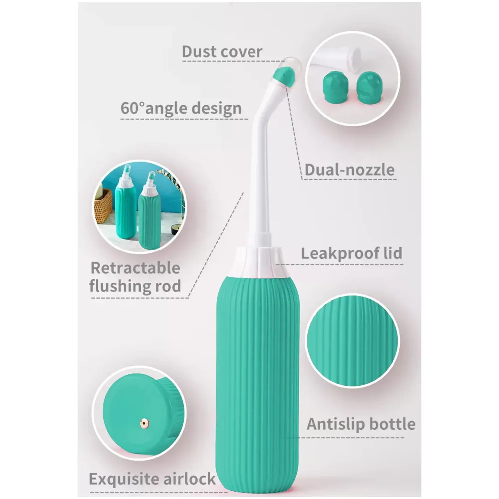 500ml Portable Retractable Travel Bidet with Bag 2 Nozzles for Toilet Handheld Health Faucet Cleansing Childbirth Cleaner - for Outdoor, Camping, Personal Hygiene - 3
