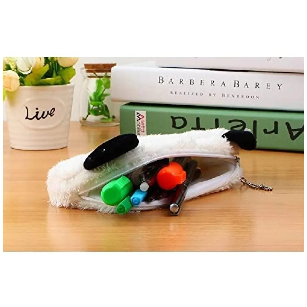 2 Pcs Panda Fur Pencil Pouch Soft Toy Box 21 x 10 cm Stationery