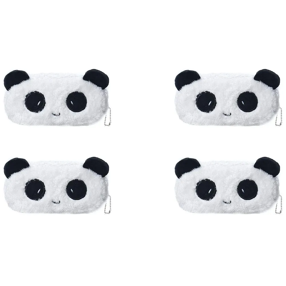 4 Pcs Panda Fur Pencil Pouch Soft Toy Box 21 x 10 cm Stationery