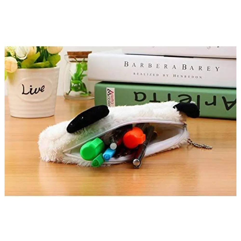 4 Pcs Panda Fur Pencil Pouch Soft Toy Box 21 x 10 cm Stationery