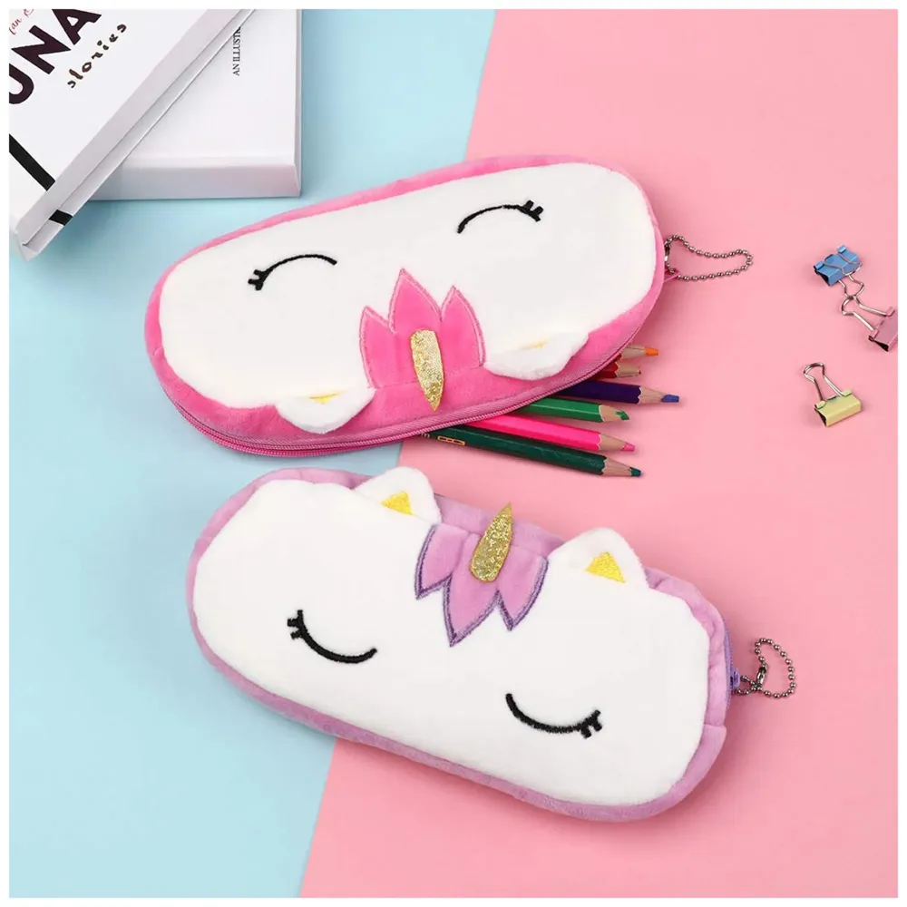 Kids Favorite Pink Unicorn Pencil Pouch Soft Toys Pencil Box for Children (Multicolour)