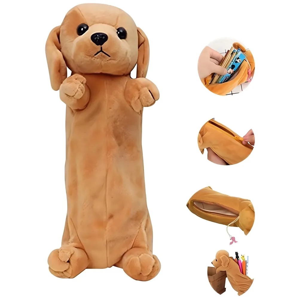 Fabric Kids Favorite 3D Dog, Emoji Soft Toys Pencil Pouch Pencil Box For Children (Multicolour)