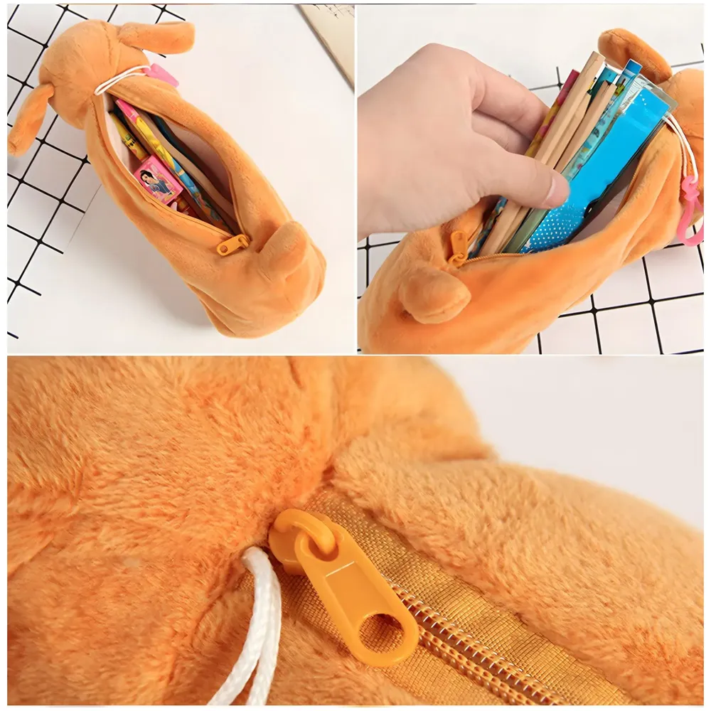 Fabric Kids Favorite 3D Dog, Emoji Soft Toys Pencil Pouch Pencil Box For Children (Multicolour) - 3