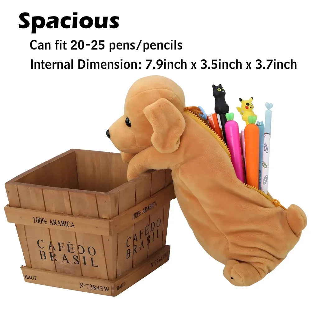 Fabric Kids Favorite 3D Dog, Emoji Soft Toys Pencil Pouch Pencil Box For Children (Multicolour) - 9
