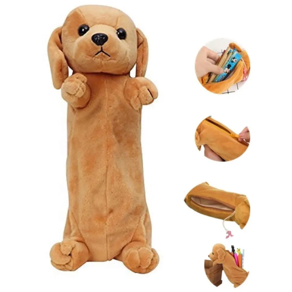 Fabric Kids Favorite 3D Dog, Emoji Soft Toys Pencil Pouch Pencil Box For Children (Multicolour)