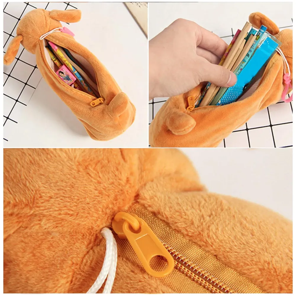 Fabric Kids Favorite 3D Dog, Emoji Soft Toys Pencil Pouch Pencil Box For Children (Multicolour)