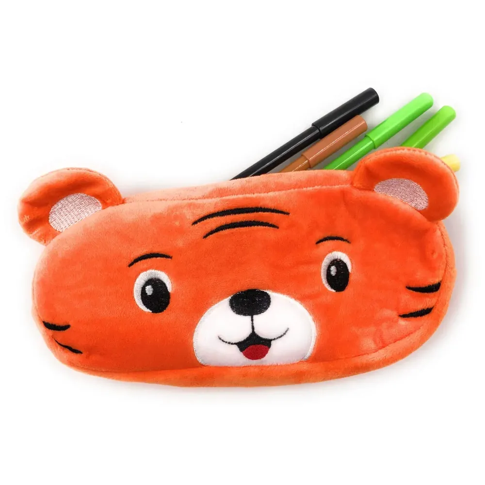 Emoji Pencil Pouch Soft Toys for Children, Kids Favorite Pencil Box (Tiger)