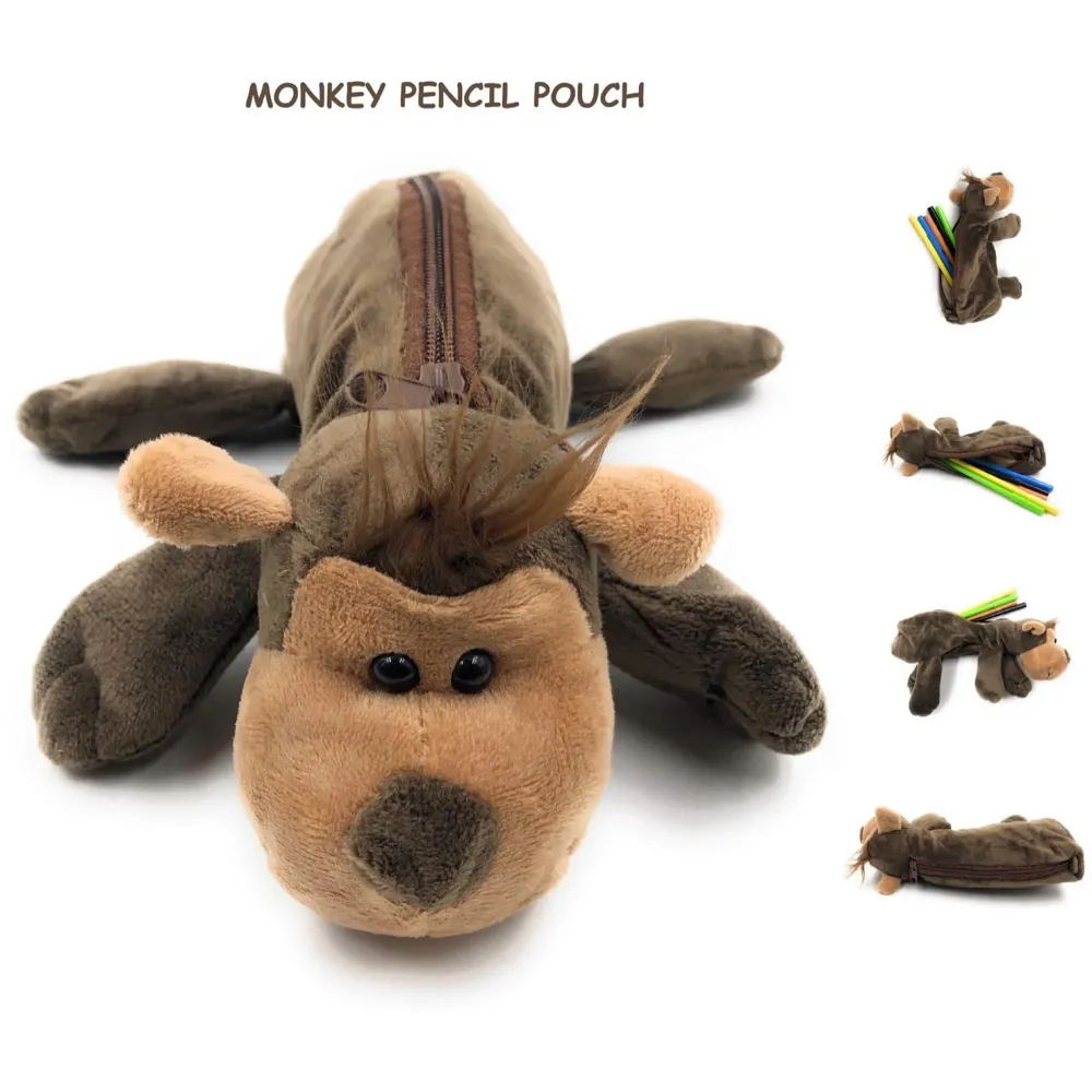 Monkey Pencil Pouch Soft Toys for Children, Kids Favorite Pencil Box (3D Monkey)