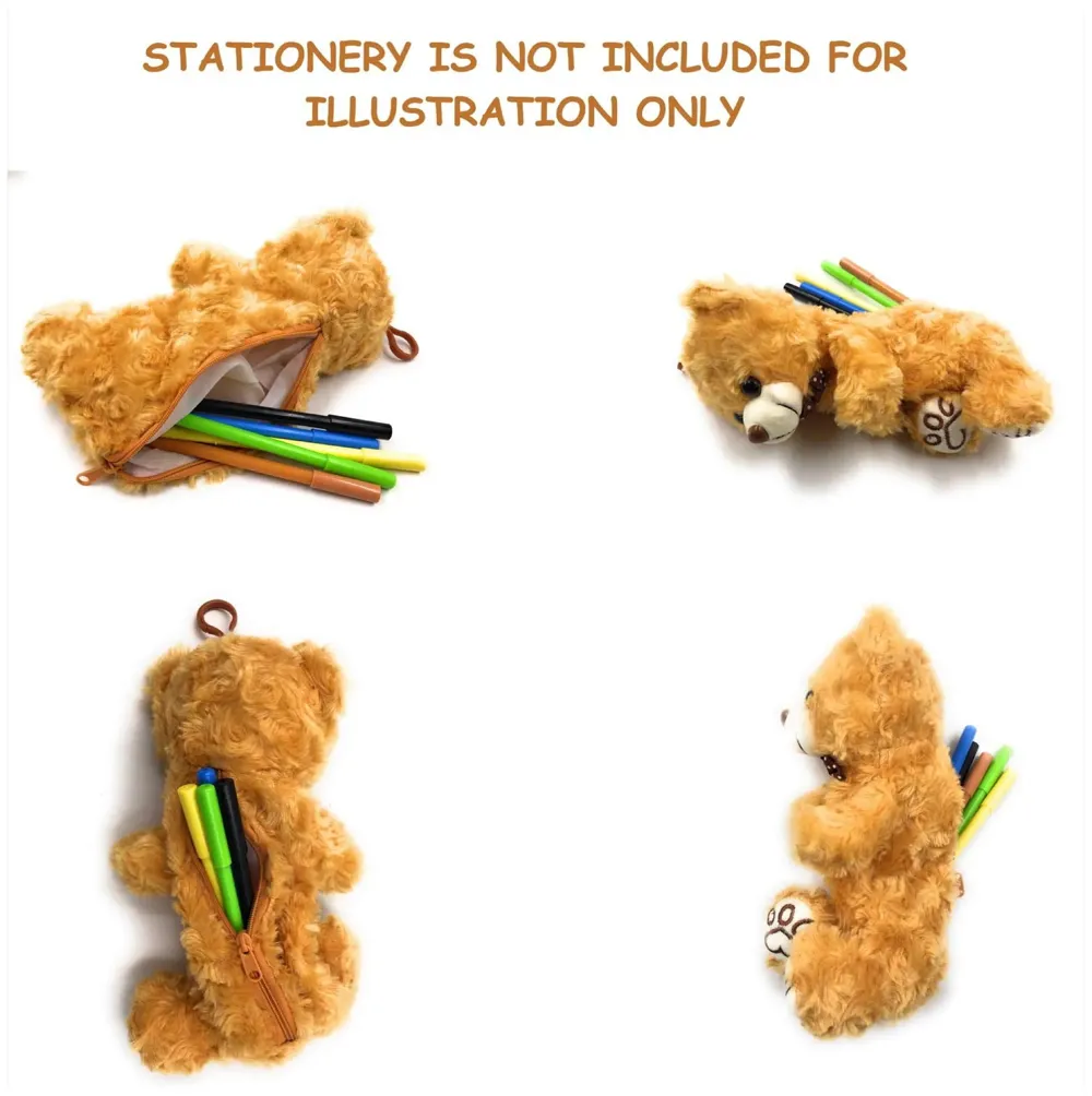 Bear Pencil Pouch Soft Toys for Children, Kids Favorite Pencil Box (3D Brown Bear)