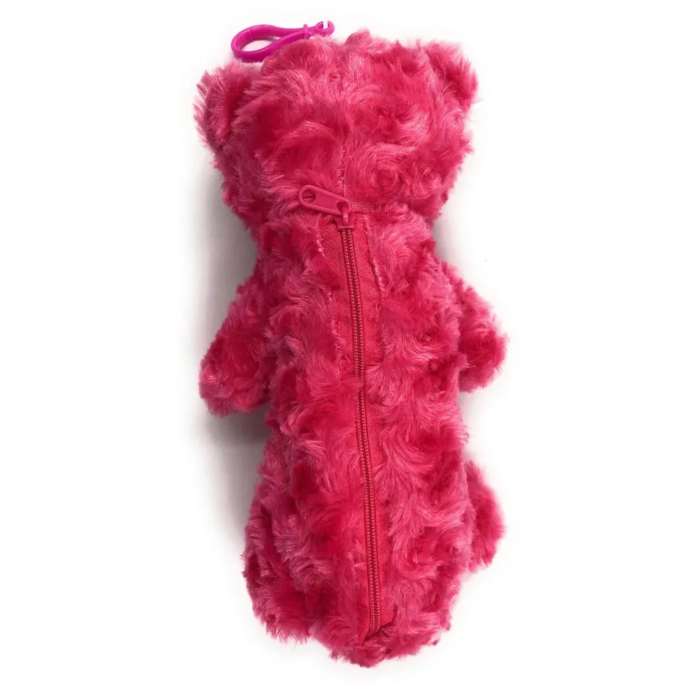 Bear Pencil Pouch Soft Toys for Children, Kids Favorite Pencil Box (3D Dark Pink Bear)