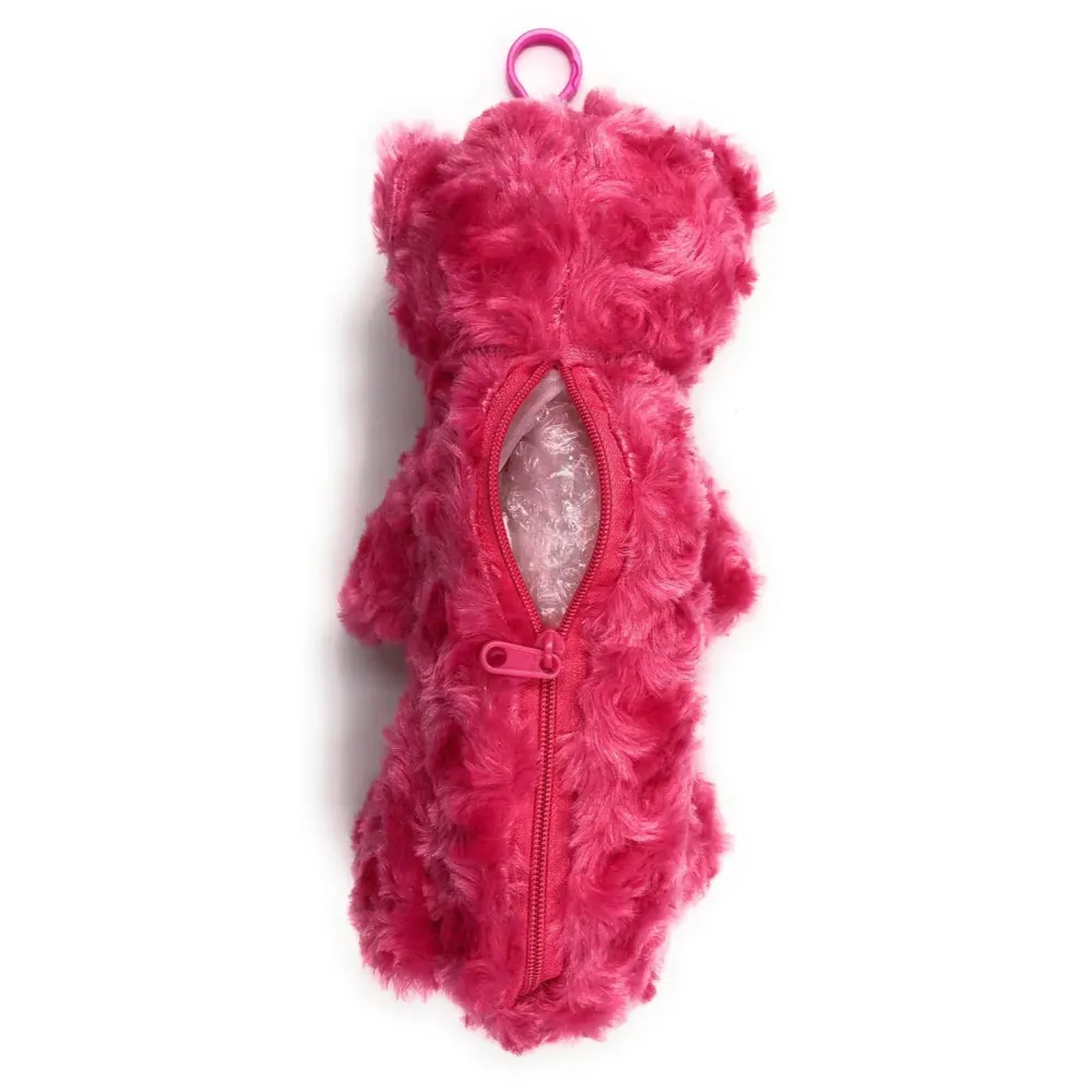 Bear Pencil Pouch Soft Toys for Children, Kids Favorite Pencil Box (3D Dark Pink Bear)