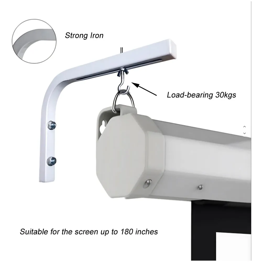 10 inch Universal Projector Mount Bracket Screen L-Bracket Wall Hanging Mount Kit 10" Adjustable Extension with Hook for Projector Screen Indoor Outdoor Movie Video Home Theater, White