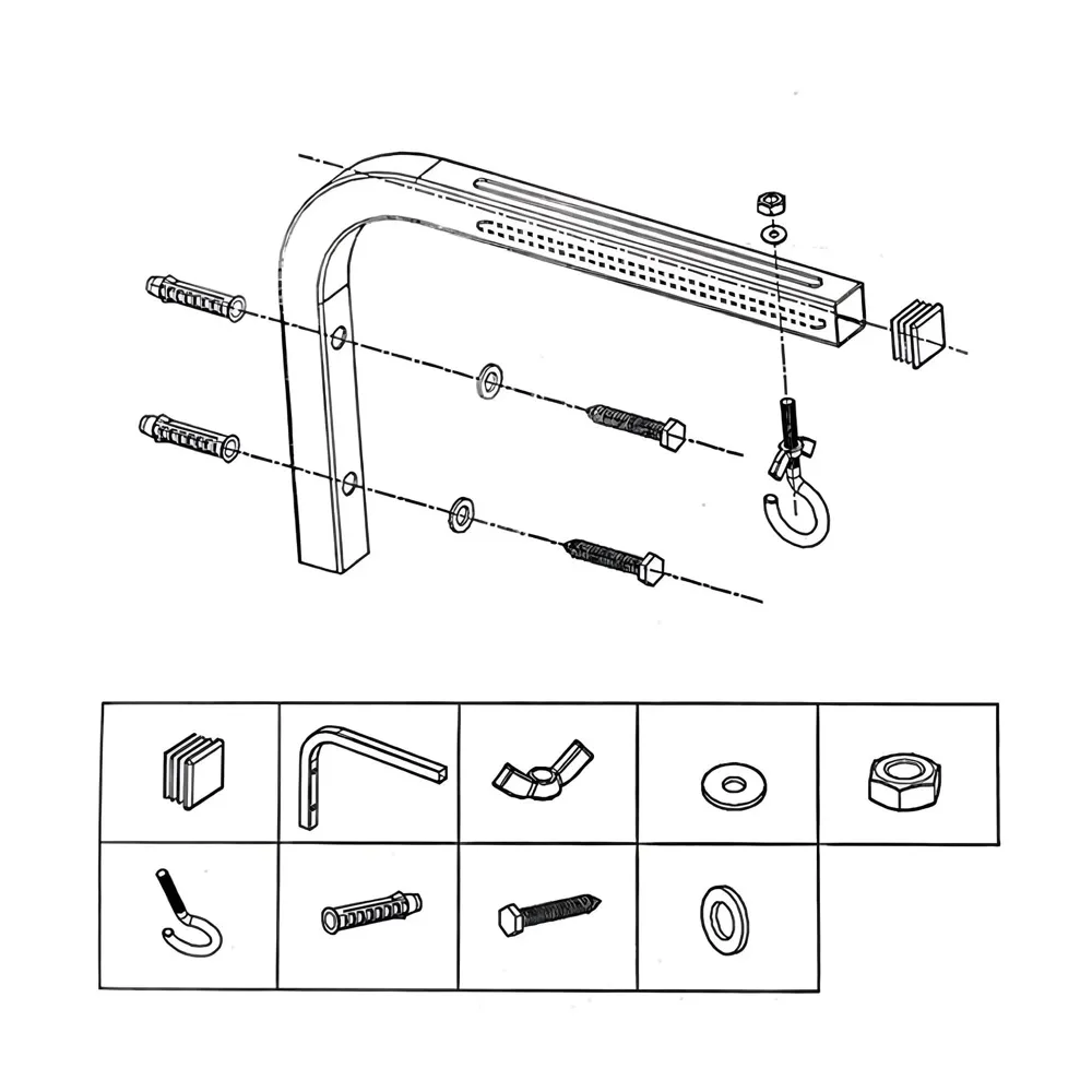 10 inch Universal Projector Mount Bracket Screen L-Bracket Wall Hanging Mount Kit 10" Adjustable Extension with Hook for Projector Screen Indoor Outdoor Movie Video Home Theater, White