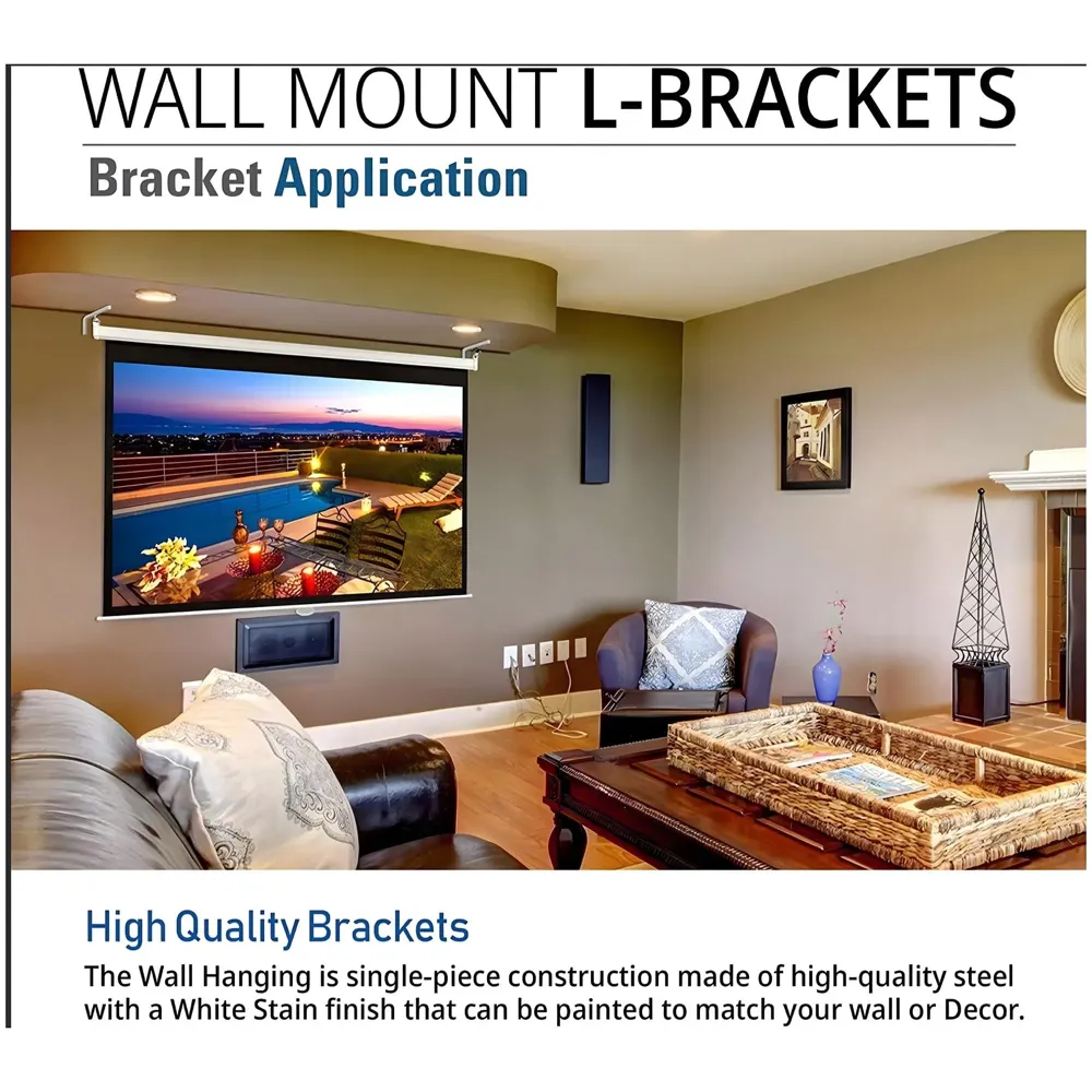 10 inch Universal Projector Mount Bracket Screen L-Bracket Wall Hanging Mount Kit 10" Adjustable Extension with Hook for Projector Screen Indoor Outdoor Movie Video Home Theater, White