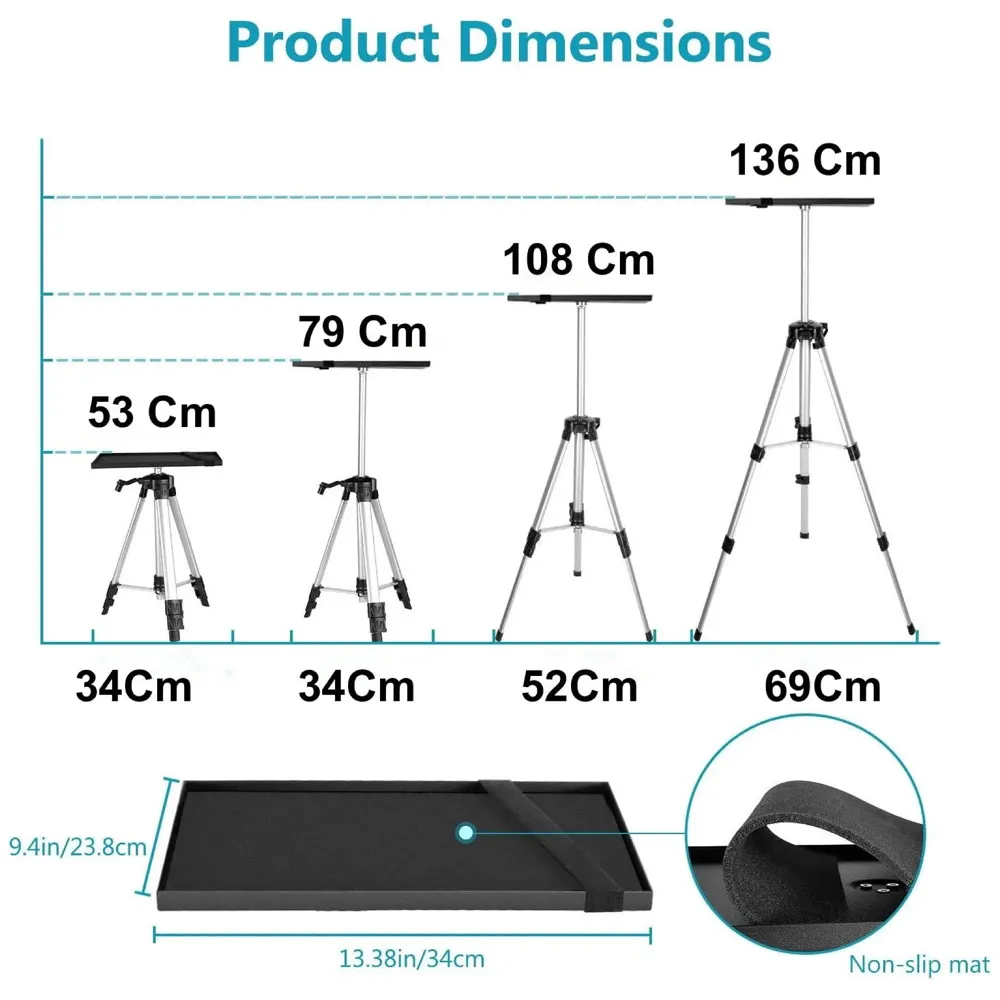 Projector Stand Height Adjustable Aluminium Projector Table and Floor Stand for Projector