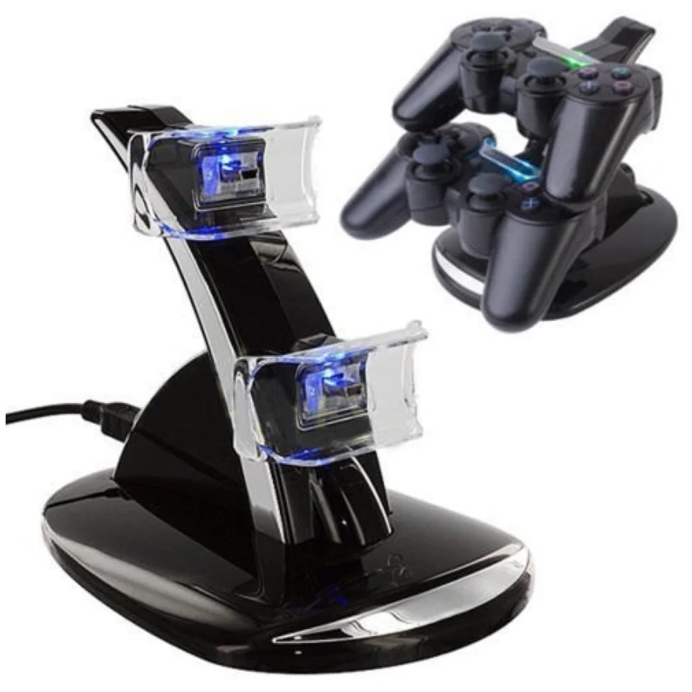 LED Charger Dock Station Dual USB Fast Charging PS4 Controllers