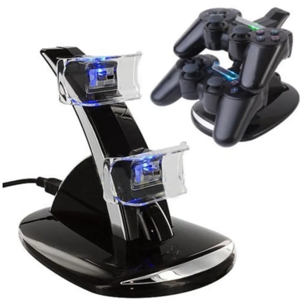 LED Charger Dock Station Dual USB Fast Charging Stand for PS4 Controller