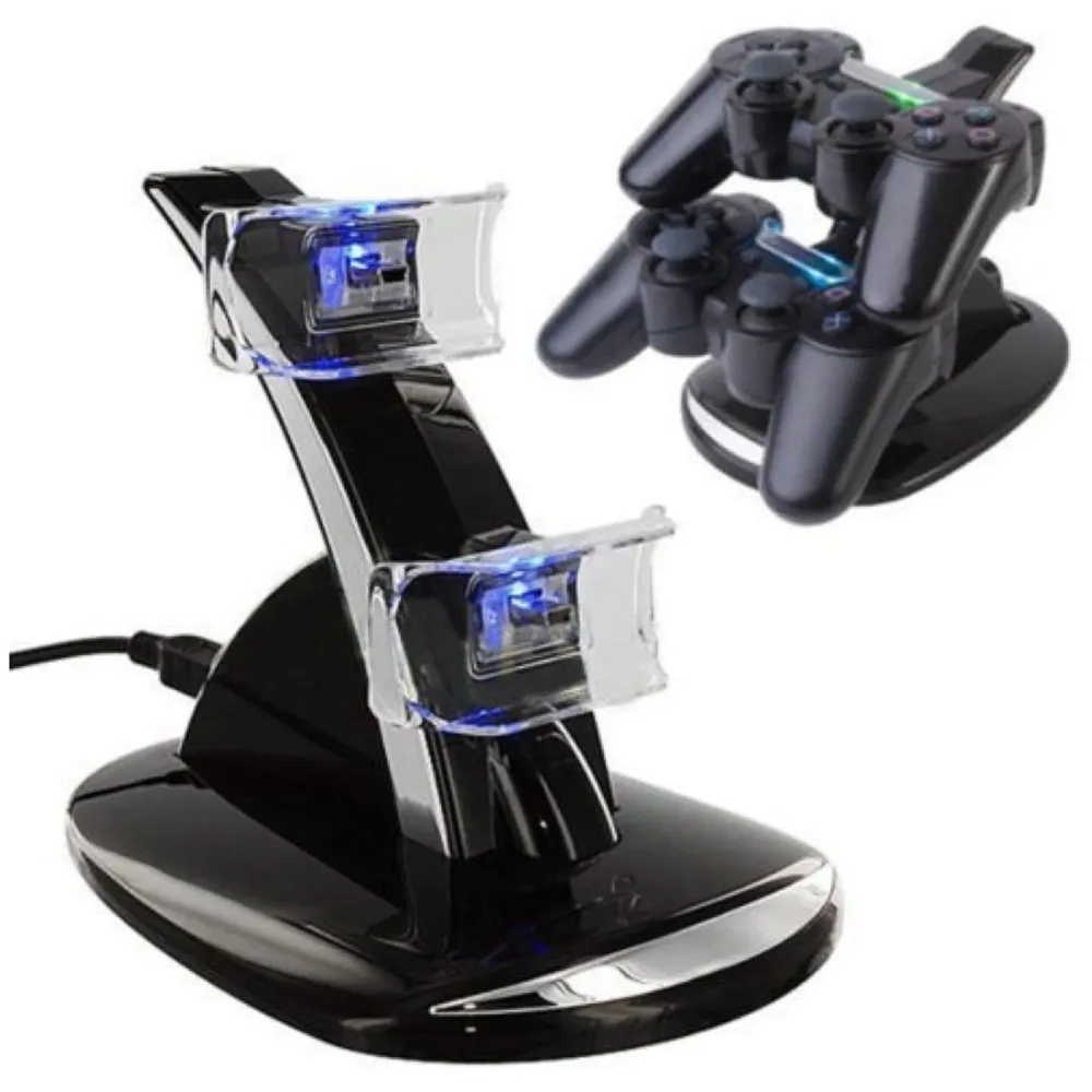 LED Charger Dock Station Dual USB Fast Charging Stand for PS4 Controller