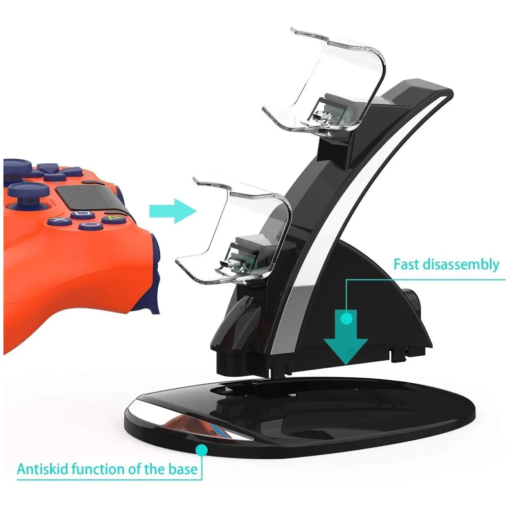 LED Charger Dock Station Dual USB Fast Charging Stand for PS4 Controller