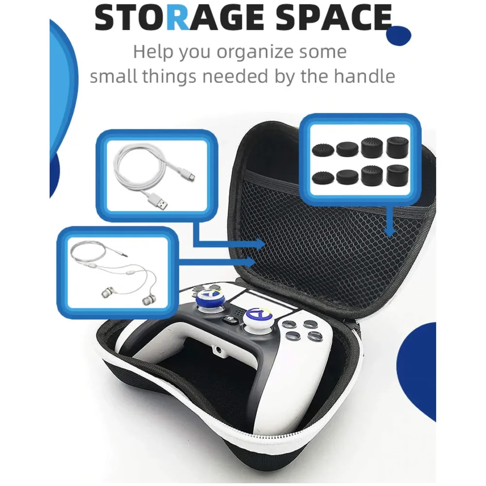 Controller Case Compatible with PlayStation 5 Controller Black Hard Shell with Clear Cover and Thumb Grips