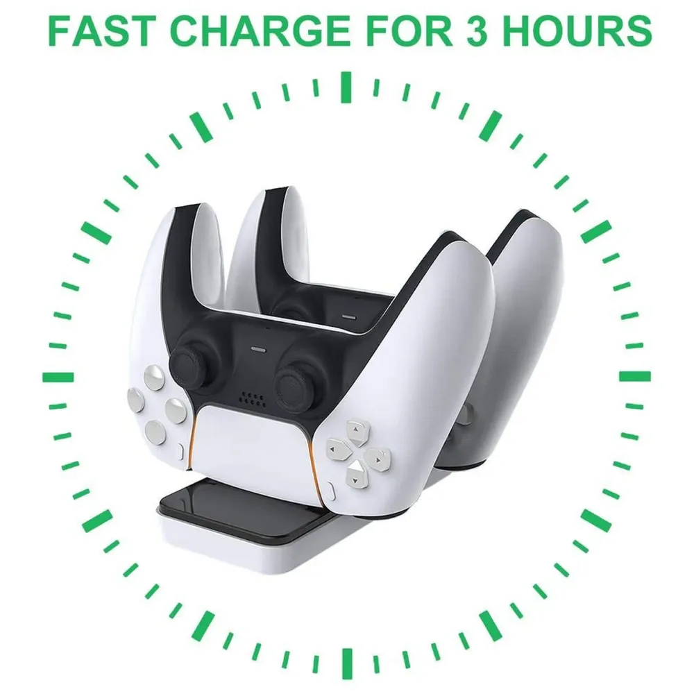 LED Charger Dock Station Dual USB Fast Charging Stand for PS5 Controller Type C Only. - 6