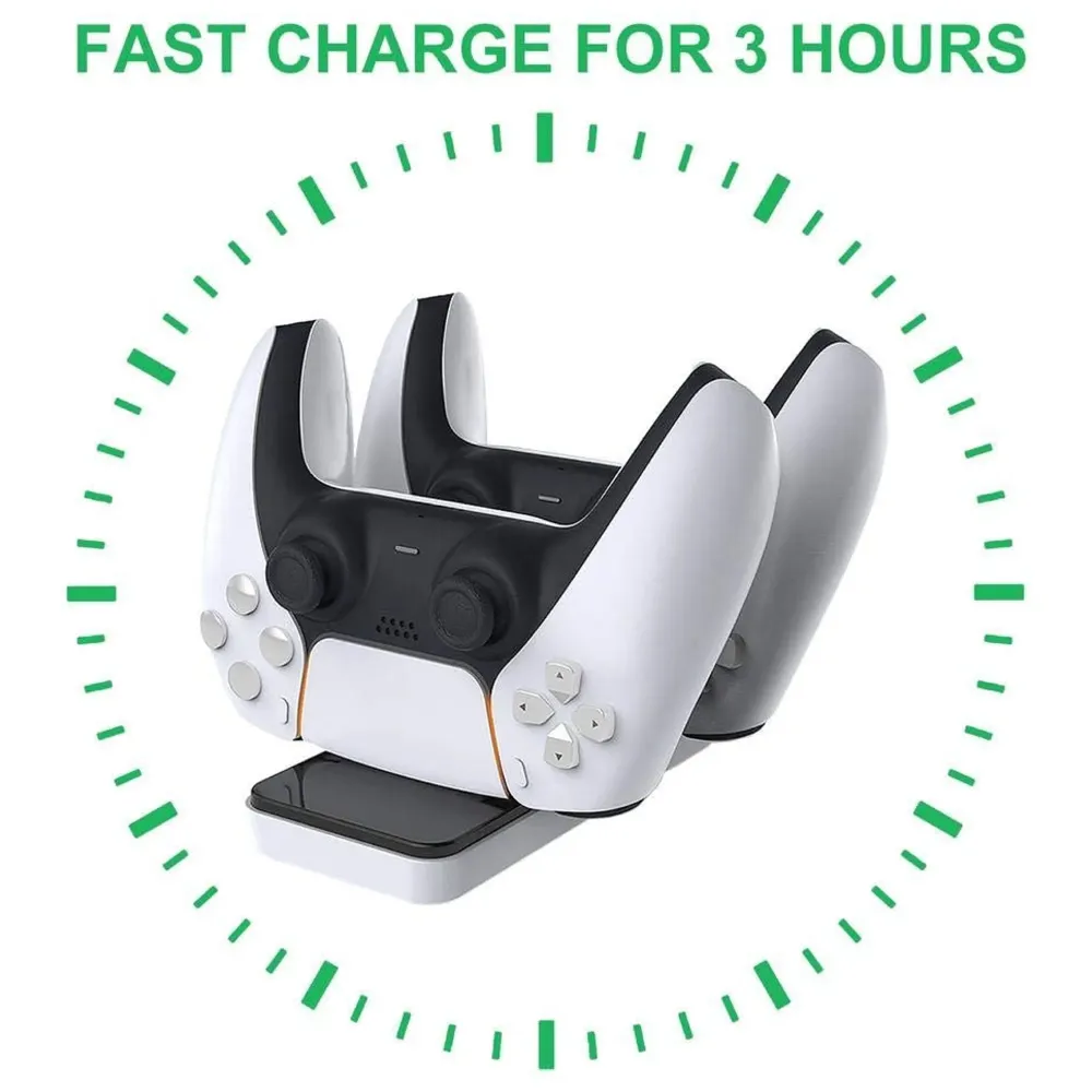 LED Charger Compatible with Ps5 Controller Charger Dock Station Dual USB Stand Type C.