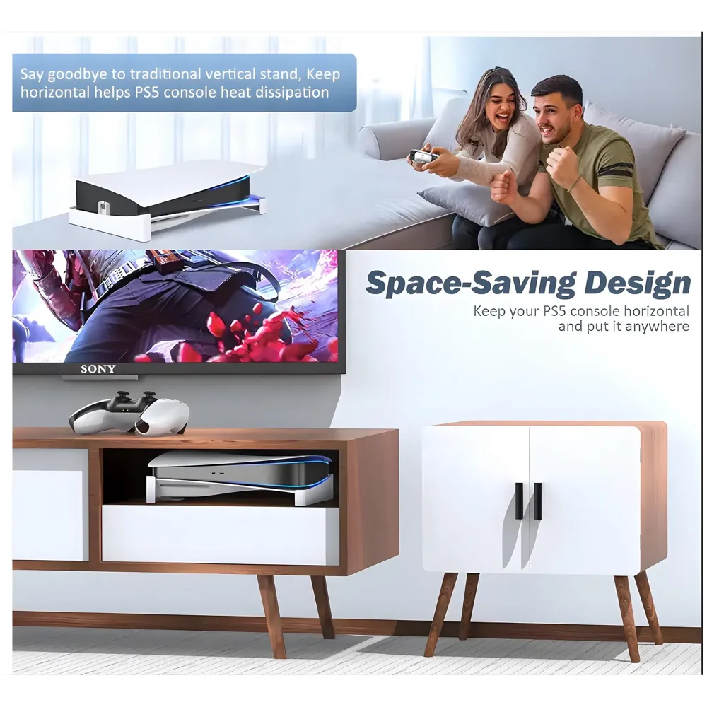 Gaming Stand for Slim and Pro Consoles with Horizontal Standing Base, Screw-in Mount, Stable and Firm Grip