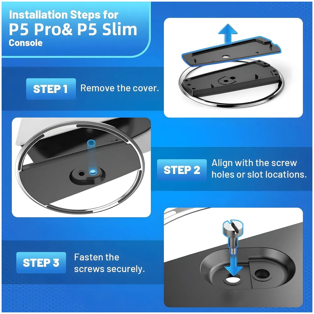 Gaming Stand for All Models – Fat, Slim, Pro Consoles Gaming Base Screw in Mount for Vertical Standing of the Device Stable and Firm Grip – 6.1 Inch Diameter Metal Body