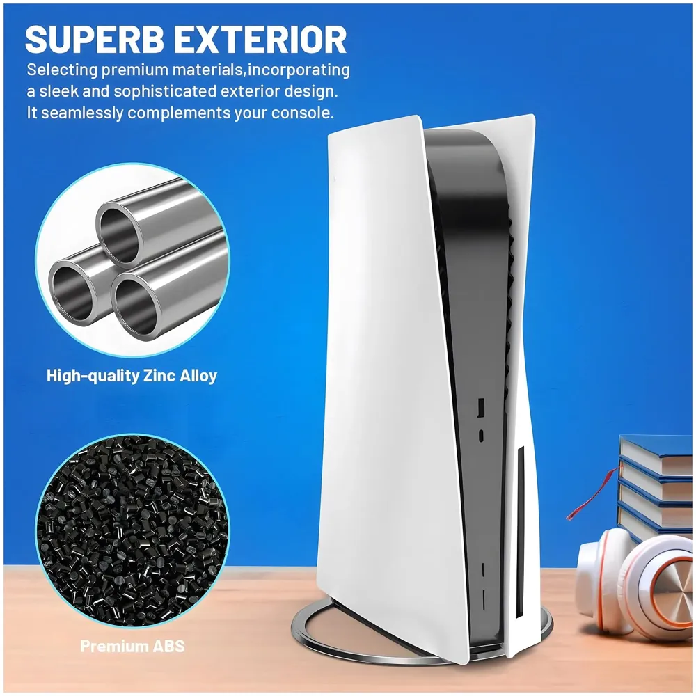 Gaming Stand for All Models – Fat, Slim, Pro Consoles Gaming Base Screw in Mount for Vertical Standing of the Device Stable and Firm Grip – 6.1 Inch Diameter Metal Body