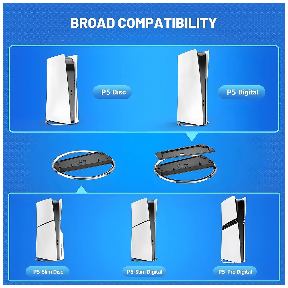 Gaming Stand for All Models – Fat, Slim, Pro Consoles Gaming Base Screw in Mount for Vertical Standing of the Device Stable and Firm Grip – 6.1 Inch Diameter Metal Body
